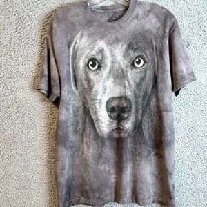 The Mountain Mens Big Face Dog T Shirt Size XL Labrador Black Gray Tie Dye